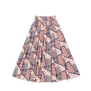 Buru Smocked Waist Midi Skirt - Indigo Circles